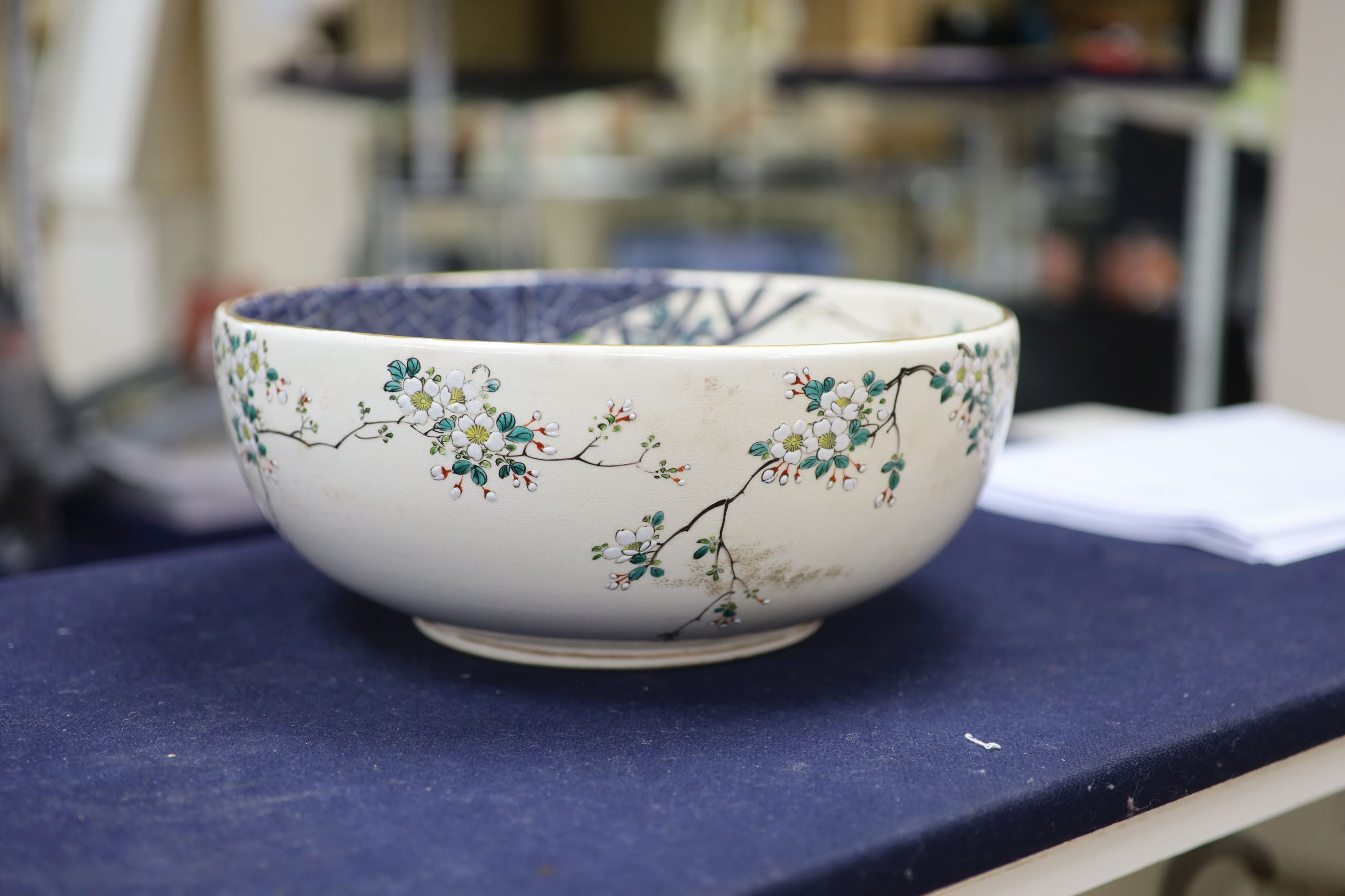 A Japanese satsuma enamelled bowl, 30cm